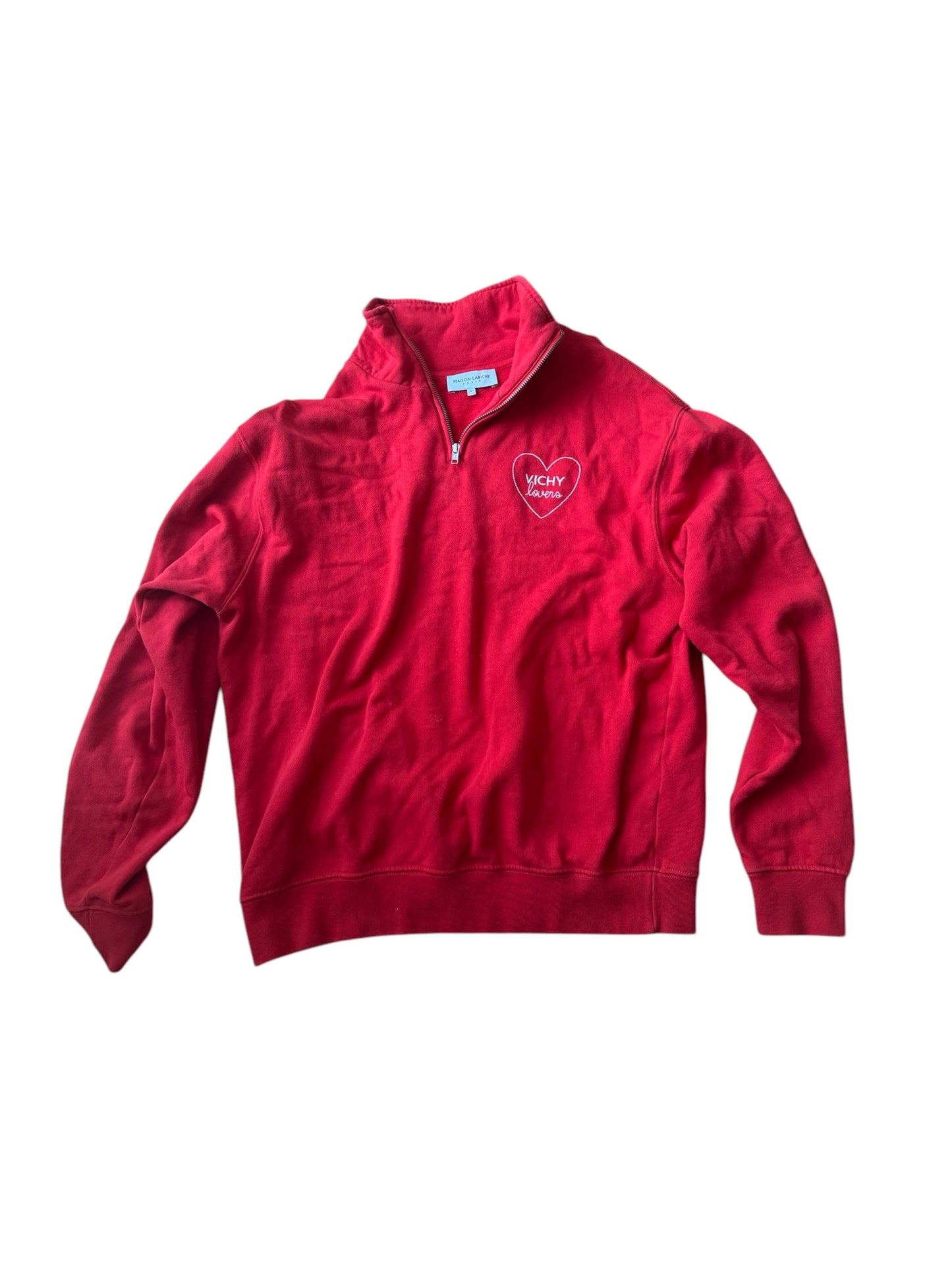 Maison Labiche Paris Red Vichy Lovers Sweatshirt Size: S