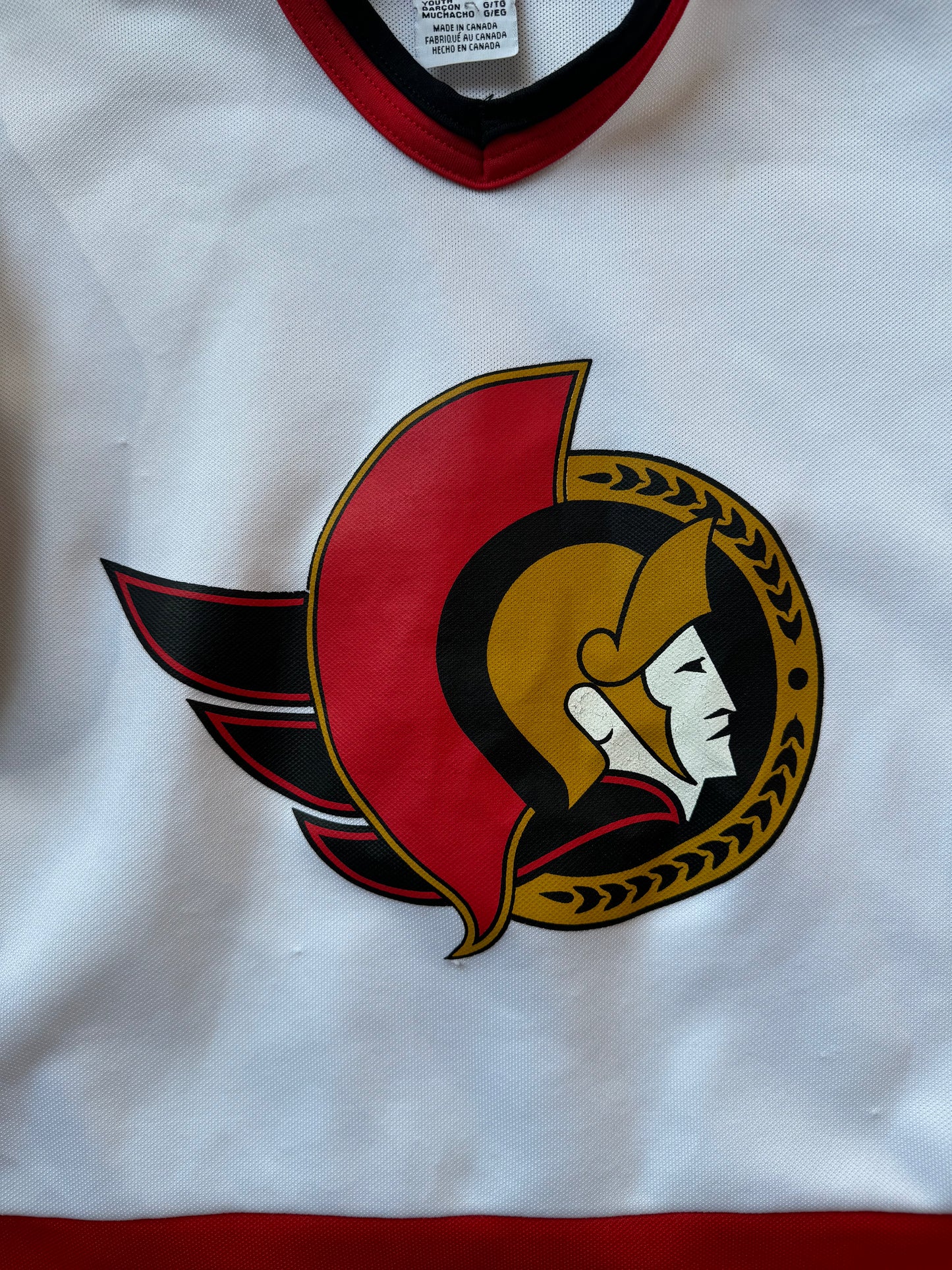 VTG ‘90s Ottawa Senators NHL CCM Jersey White Youth Size: L/XL