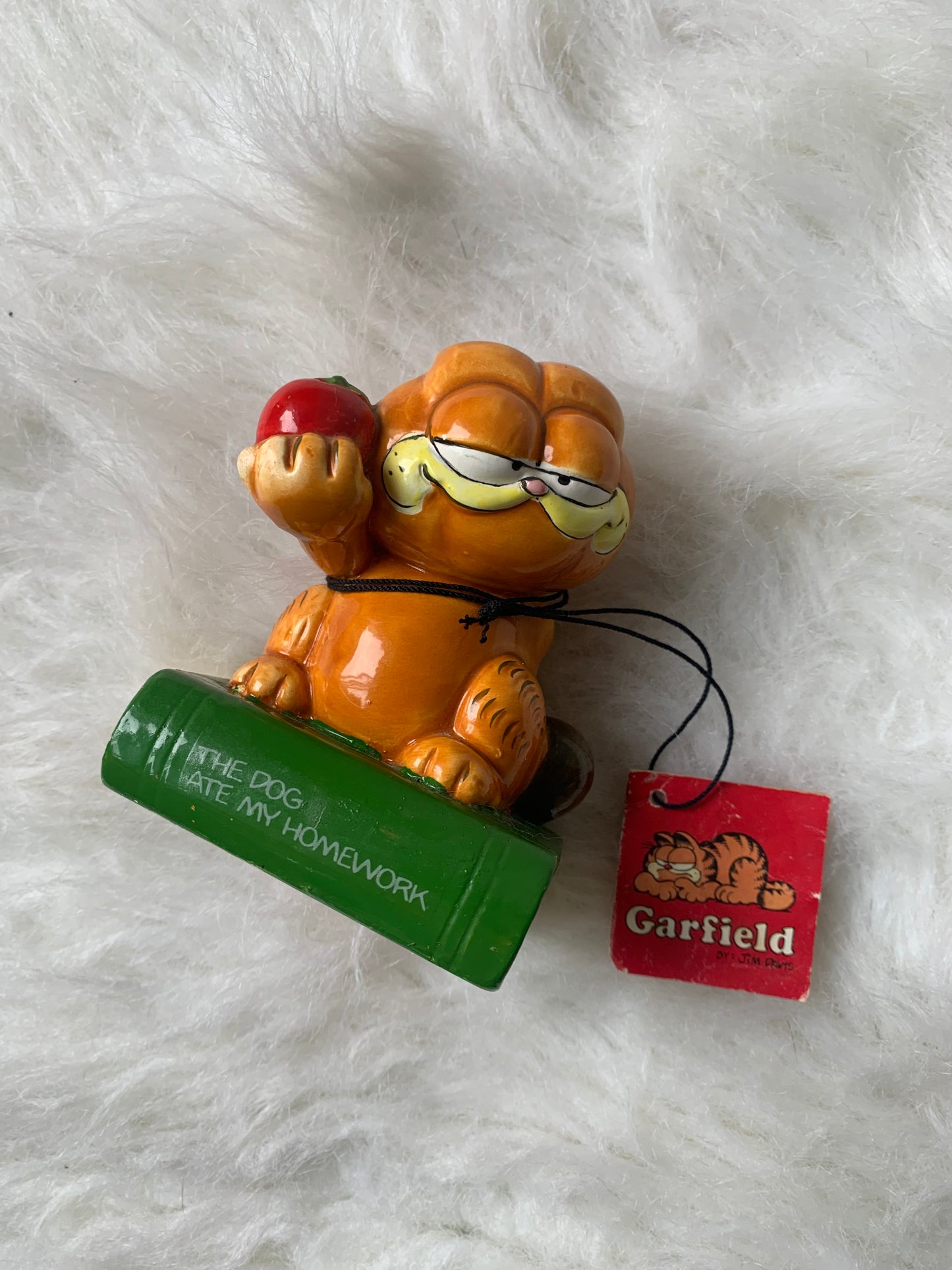VTG 1981 Enesco Garfield Ceramic Figure “The Dog Ate My Homework” Figurine With Tag