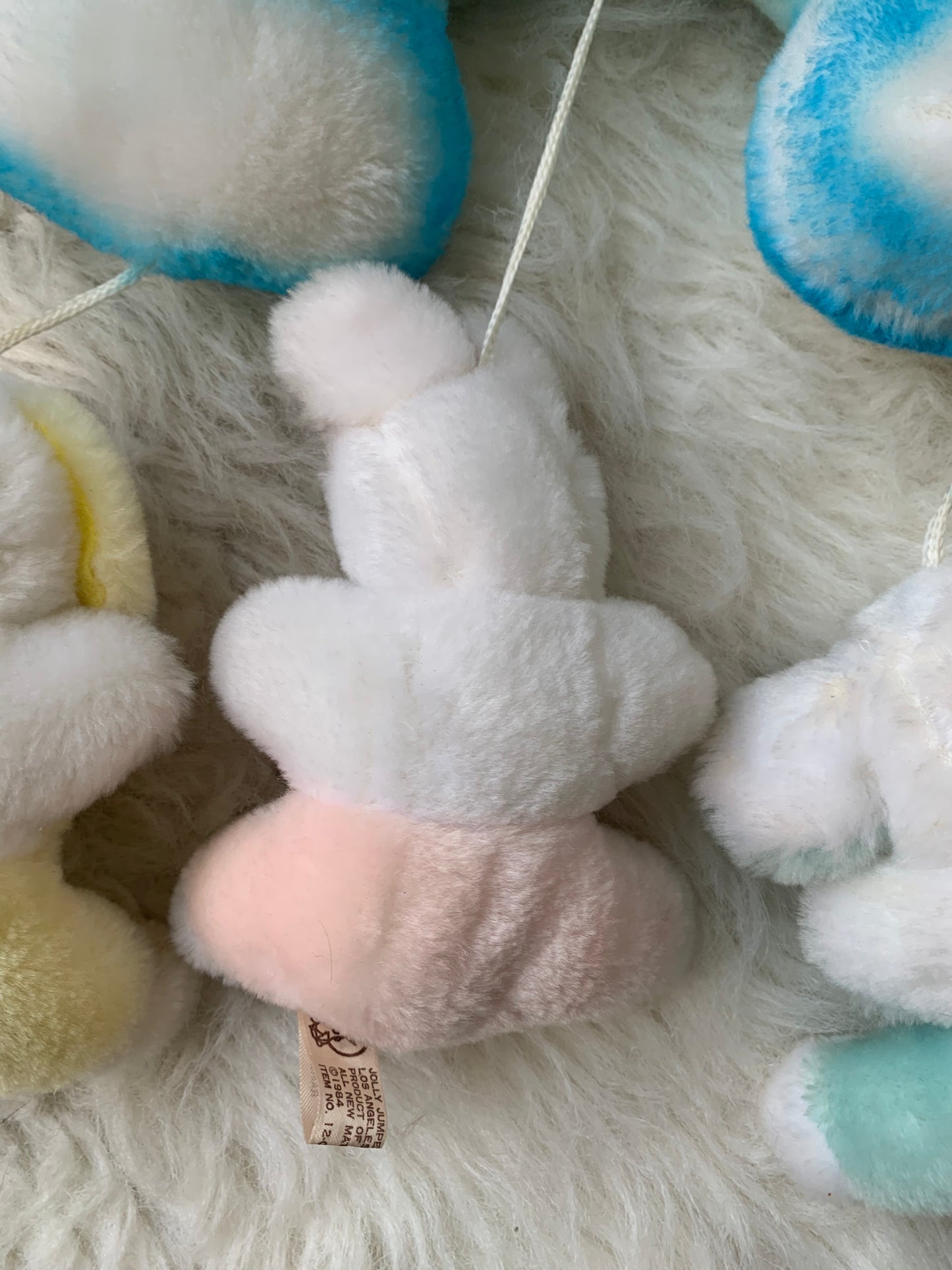 VTG 1984 Jolly Jumper Pastel Rainbow Animal Mobile Crib Hanger