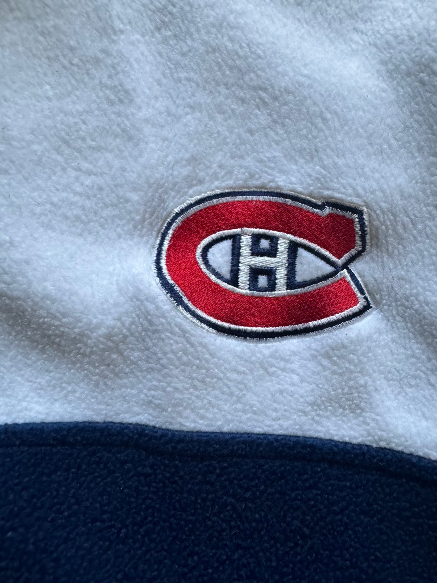 VTG Y2K Montreal Canadiens NHL Fleece Half Zip Blue Sweater Size: L