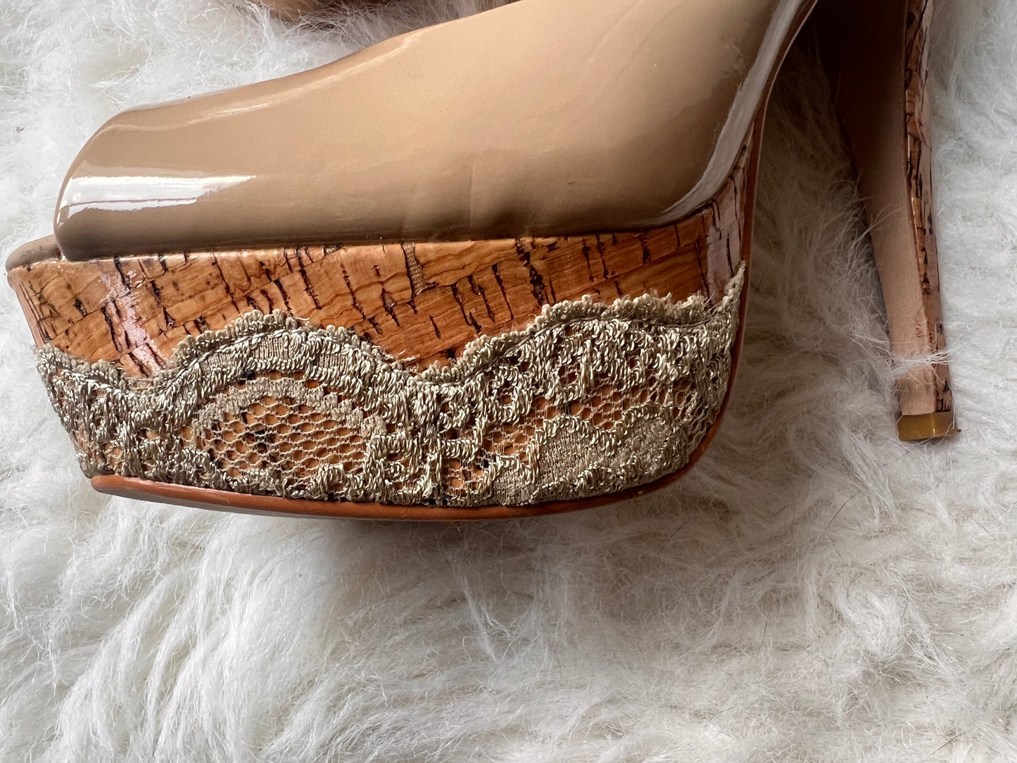 Noblez Soulier Dentelle Nude Heel Shoes EU 38