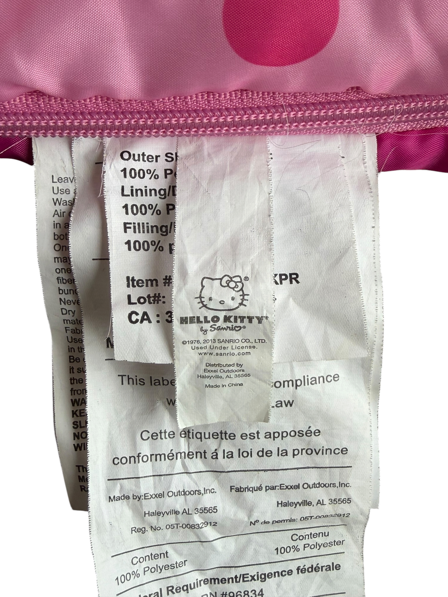 VTG Sanrio Hello Kitty Polka Dot Kids Sleeping Bag