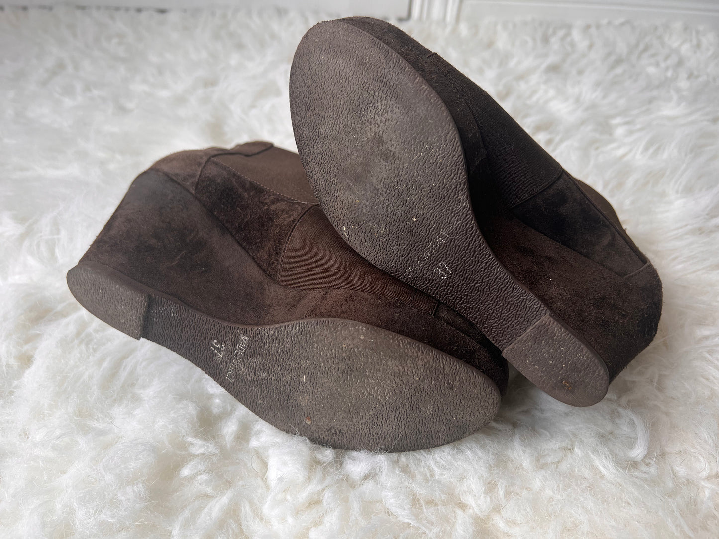 Browns Velour 175 Bis Marron Wedge Boots EU 37