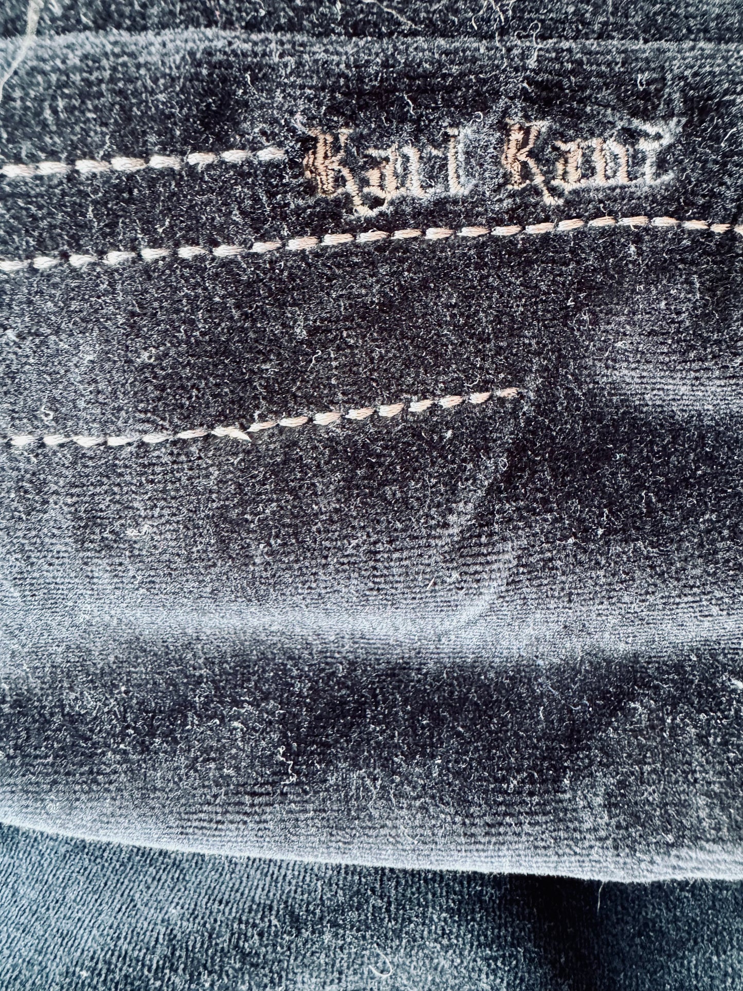 VTG Y2K Karl Kani Navy Black Velour Hoodie Size: XXL