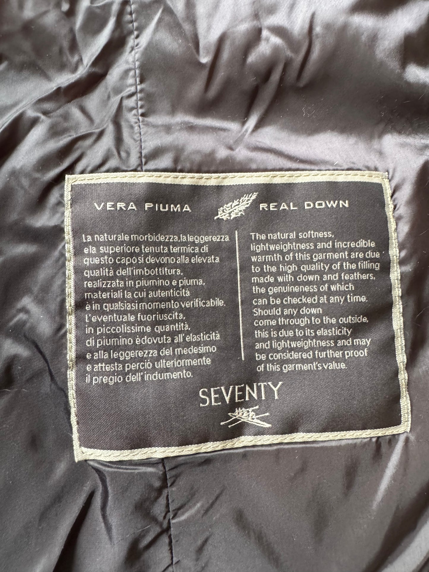 SEVENTY Venezia Brown Puffer Down Jacket Vest Fur Women's Size: 46