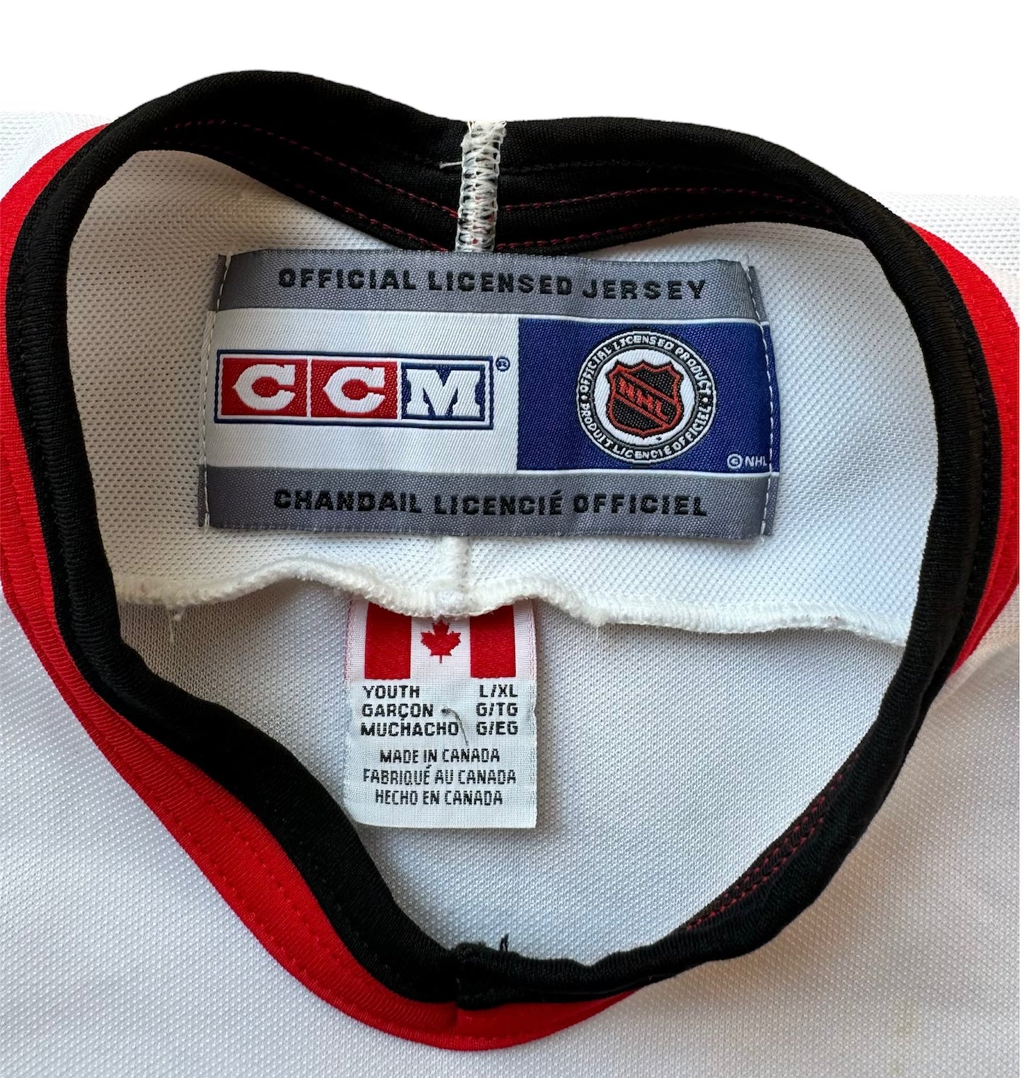 VTG ‘90s Ottawa Senators NHL CCM Jersey White Youth Size: L/XL