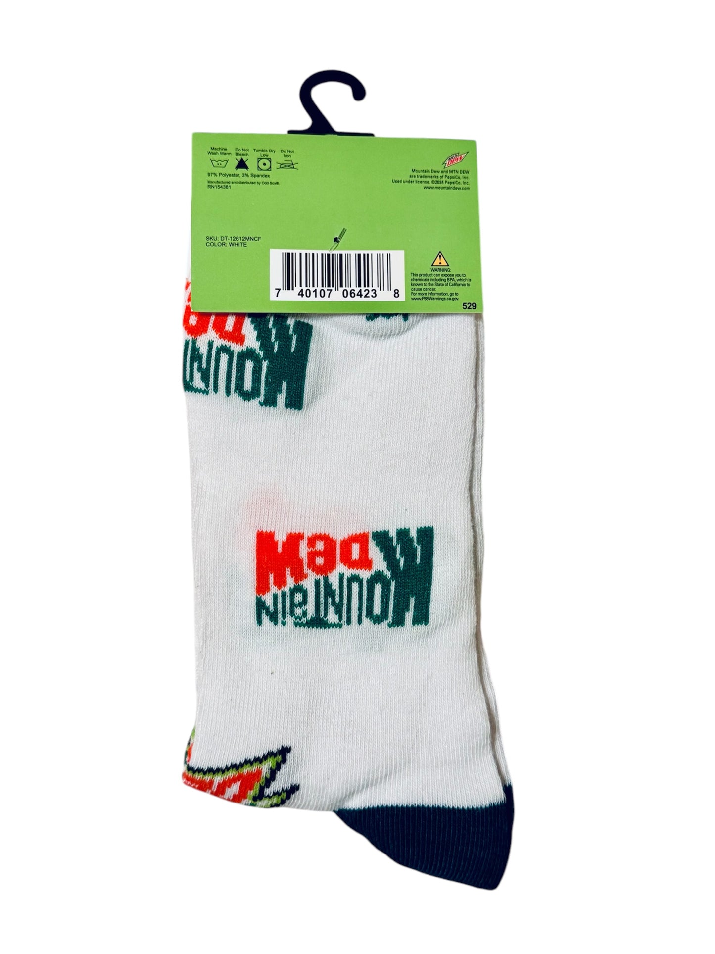 Mountain Dew White Crew Socks