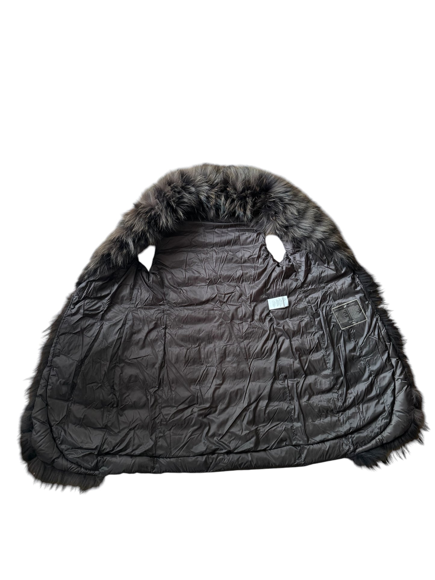 SEVENTY Venezia Brown Puffer Down Jacket Vest Fur Women's Size: 46