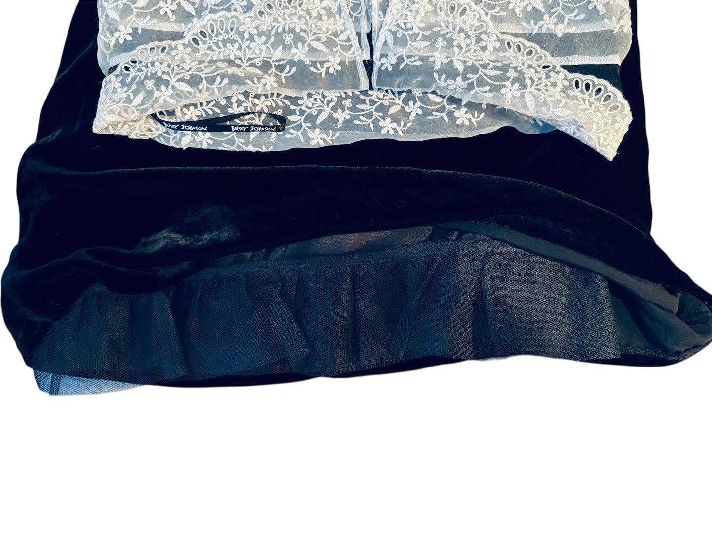 VTG Betsey Johnson Evening Miss Priss Collection Black Velvet Lace Dress Size: 4