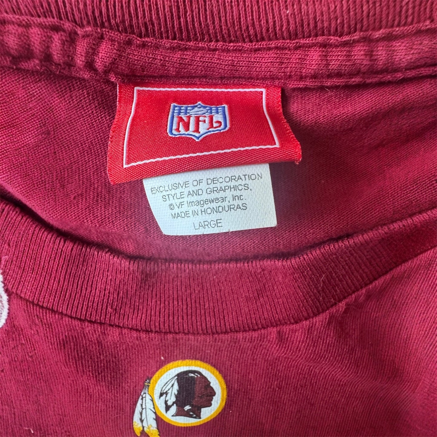 VTG '90s Washington Redskins NFL Burgundy Long Sleeve T-Shirt Size: L