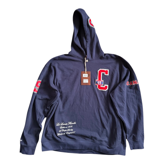 Montreal Canadiens Mitchell & Ness Navy College Dropout OVS Hoodie Size: 3XL