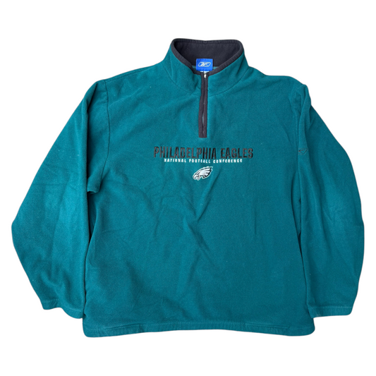 VTG Philadelphia Eagles Reebok Quarter-Zip Fleece Size: L