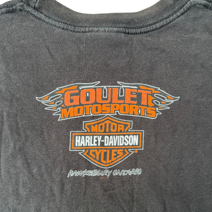 VTG Harley Davidson Pin Up Girl Ride A Legend Fargo ON Graphic T-Shirt Size: XL