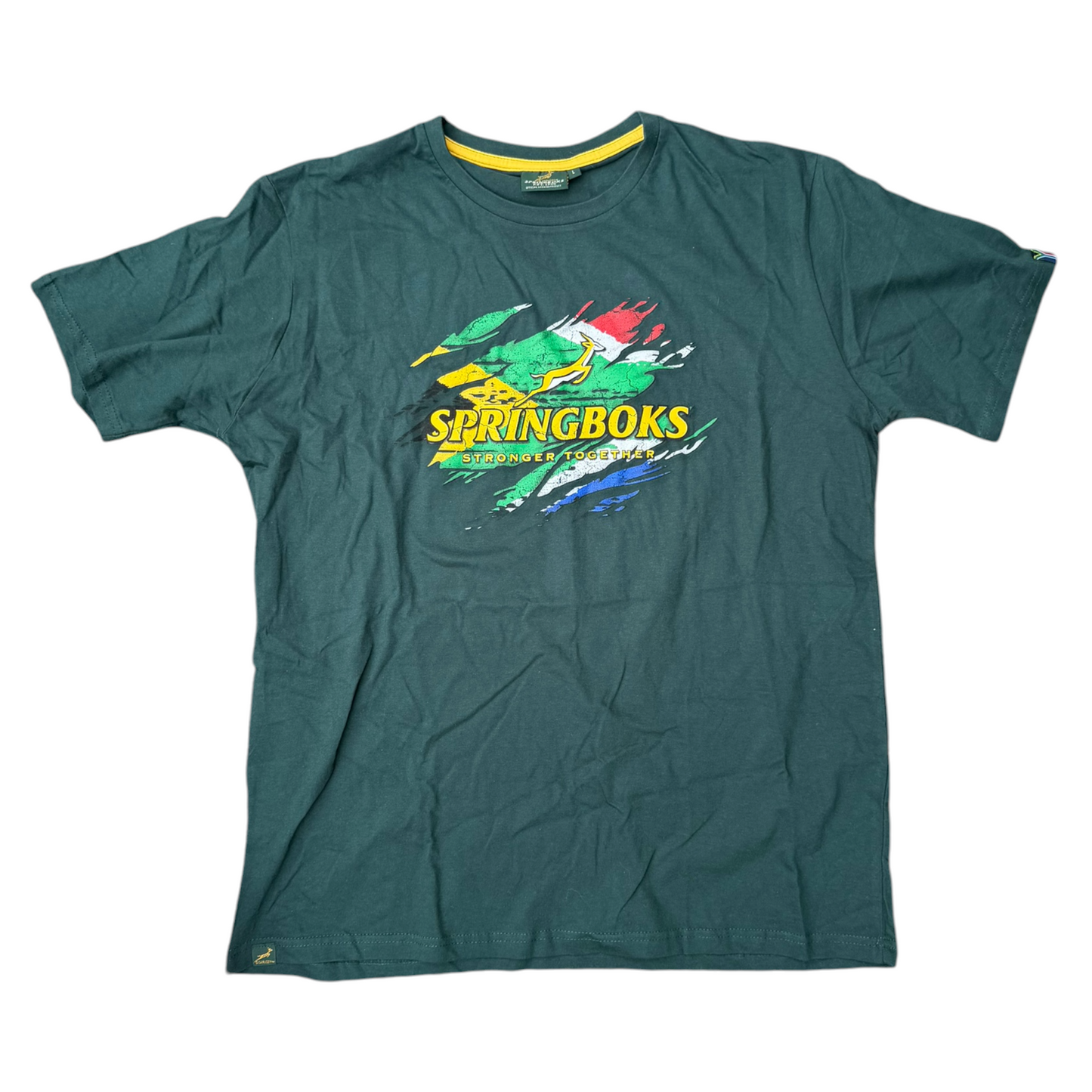 Official South Africa Springboks Rugby Green T-Shirt Size: L