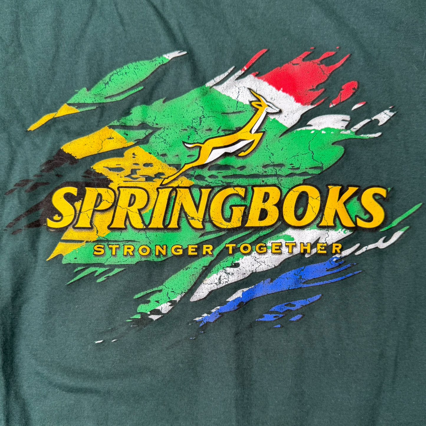 Official South Africa Springboks Rugby Green T-Shirt Size: L
