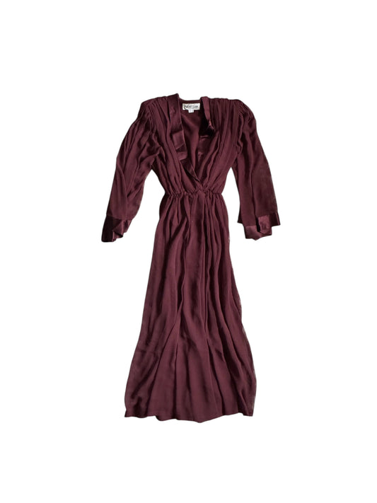 VTG '80s Wayne Clark Aline Marelle Burgundy Chiffon Dress Size: US 6
