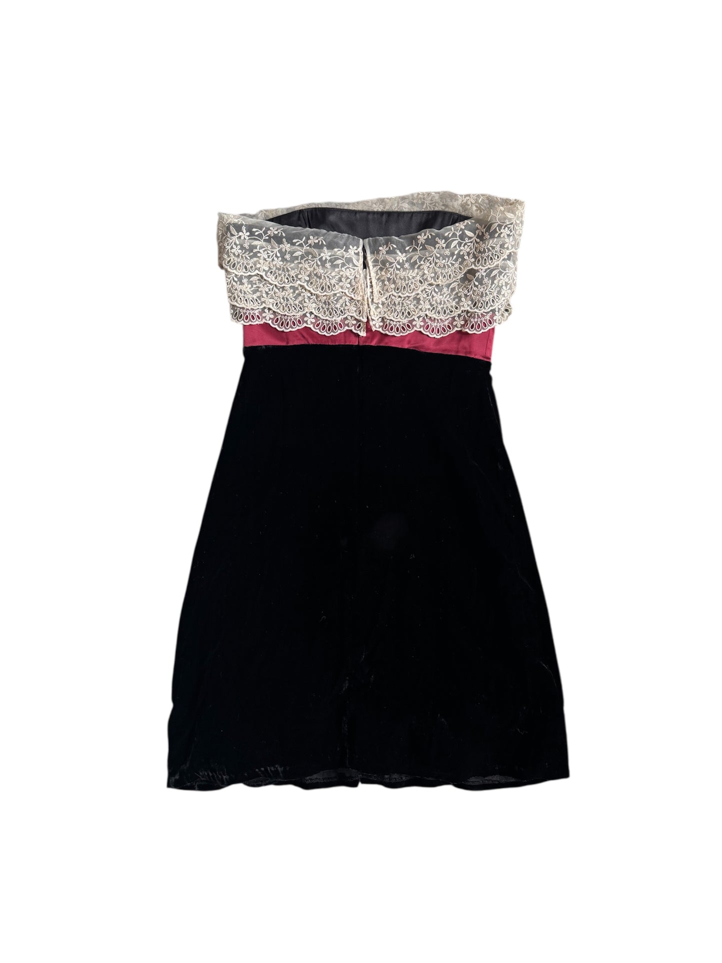 VTG Betsey Johnson Evening Miss Priss Collection Black Velvet Lace Dress Size: 4