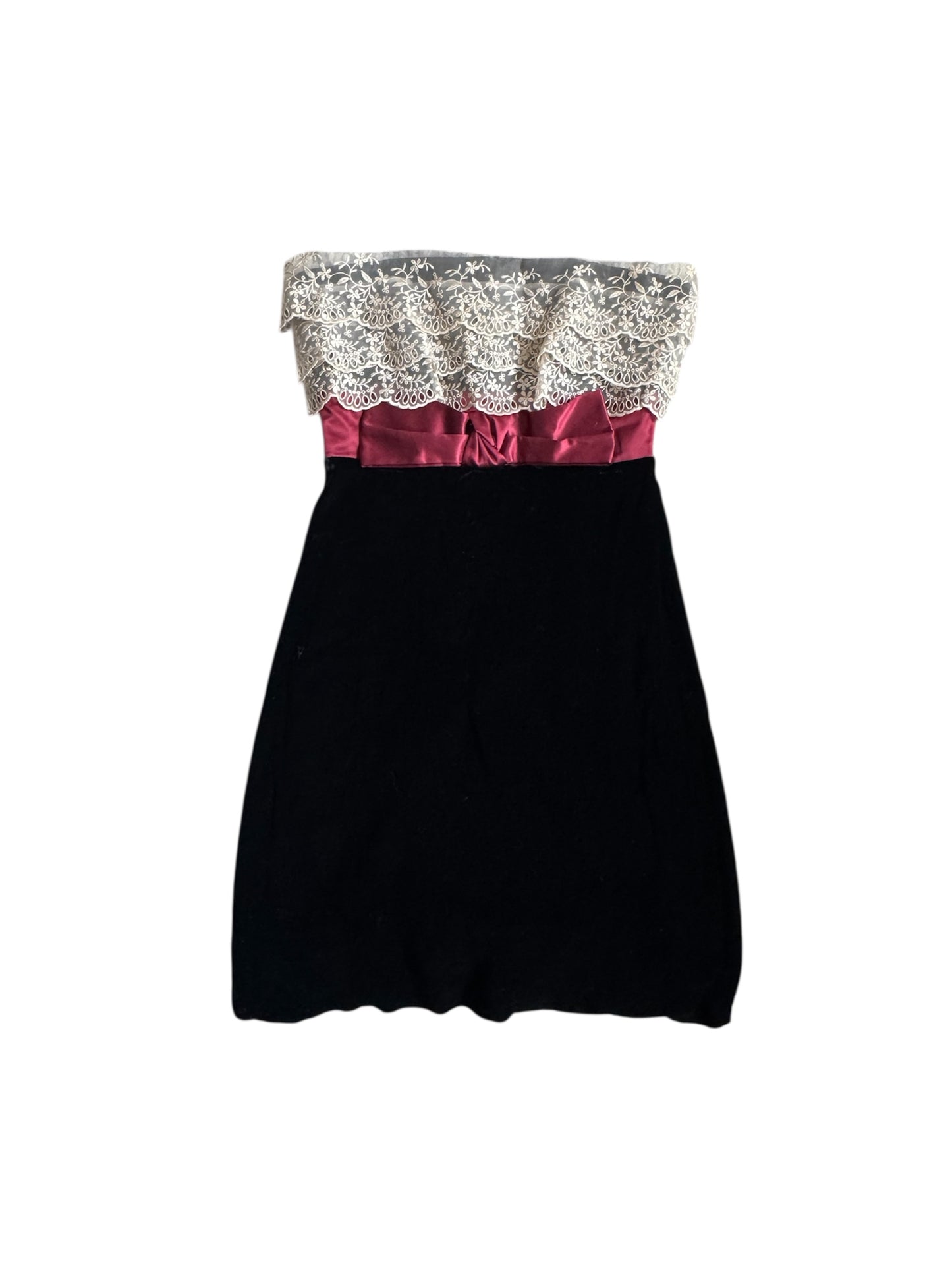 VTG Betsey Johnson Evening Miss Priss Collection Black Velvet Lace Dress Size: 4