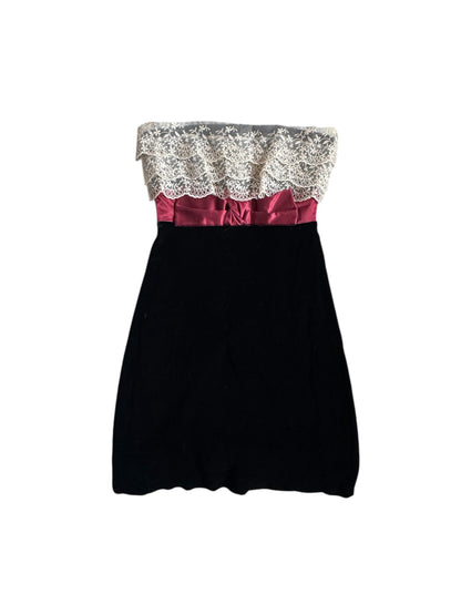 VTG Betsey Johnson Evening Miss Priss Collection Black Velvet Lace Dress Size: 4