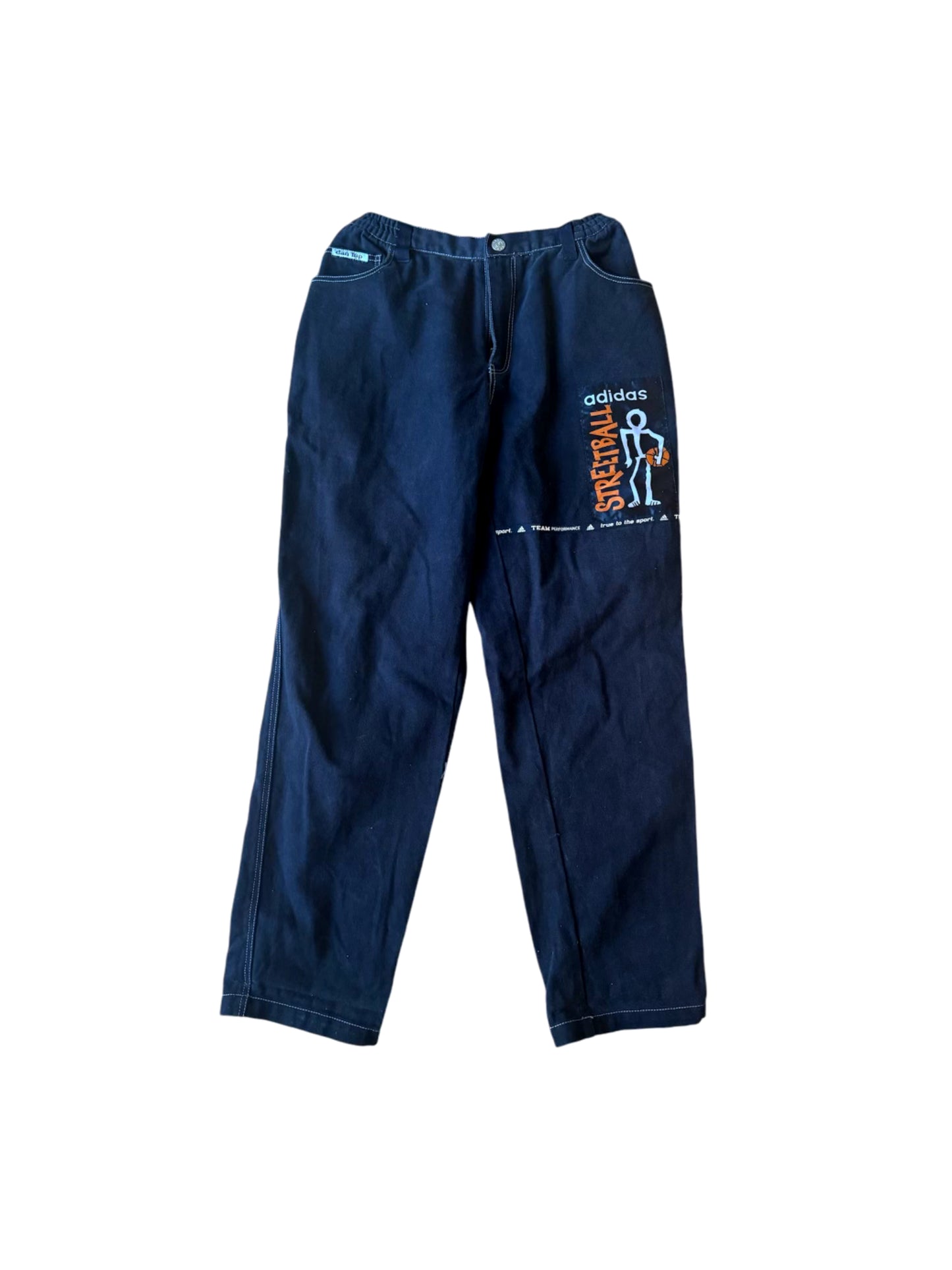 Rare Y2K Unique Adidas Streetball Patchwork Black Jeans Size: 10