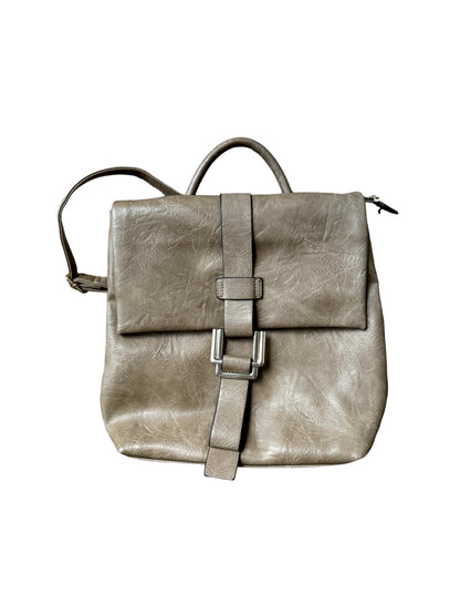 Tan Fashion Gold Buckle Backpack Purse