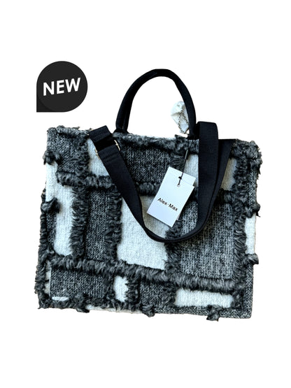 Alex•Max Europe Faux Fur Patchwork Crossbody Tote Purse Bag