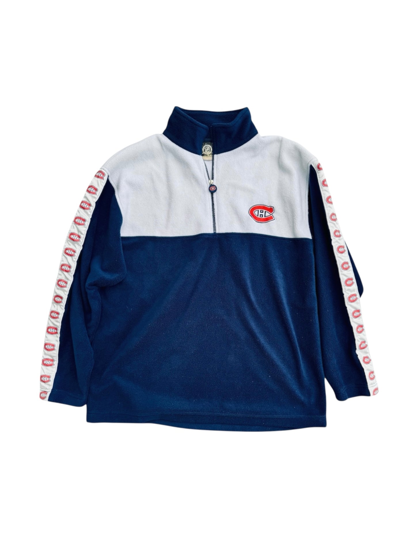 VTG Y2K Montreal Canadiens NHL Fleece Half Zip Blue Sweater Size: L