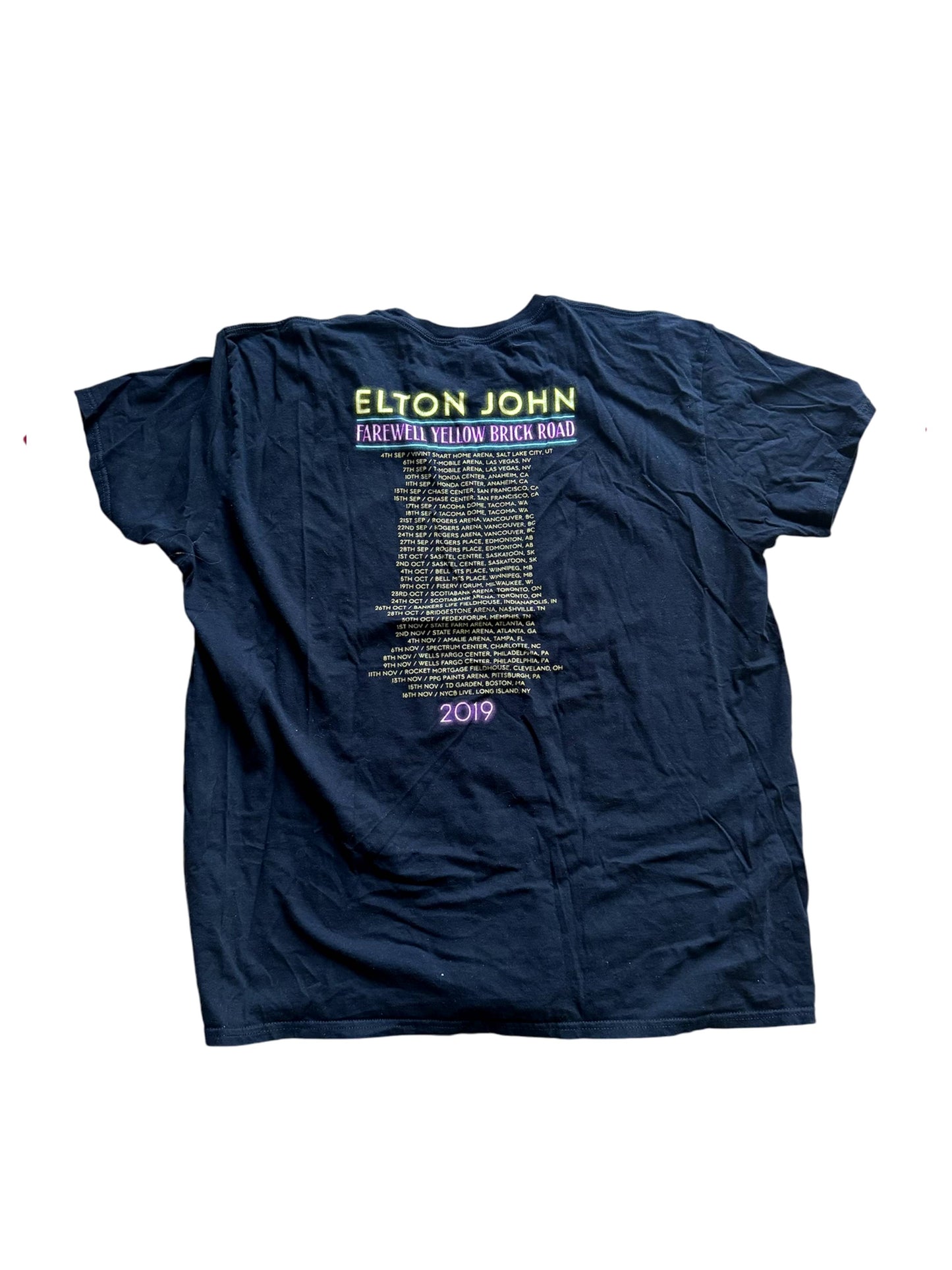 Elton John Farewell ‘19 Yellow Brick Road Tour Concert Black T-Shirt Size: XXL
