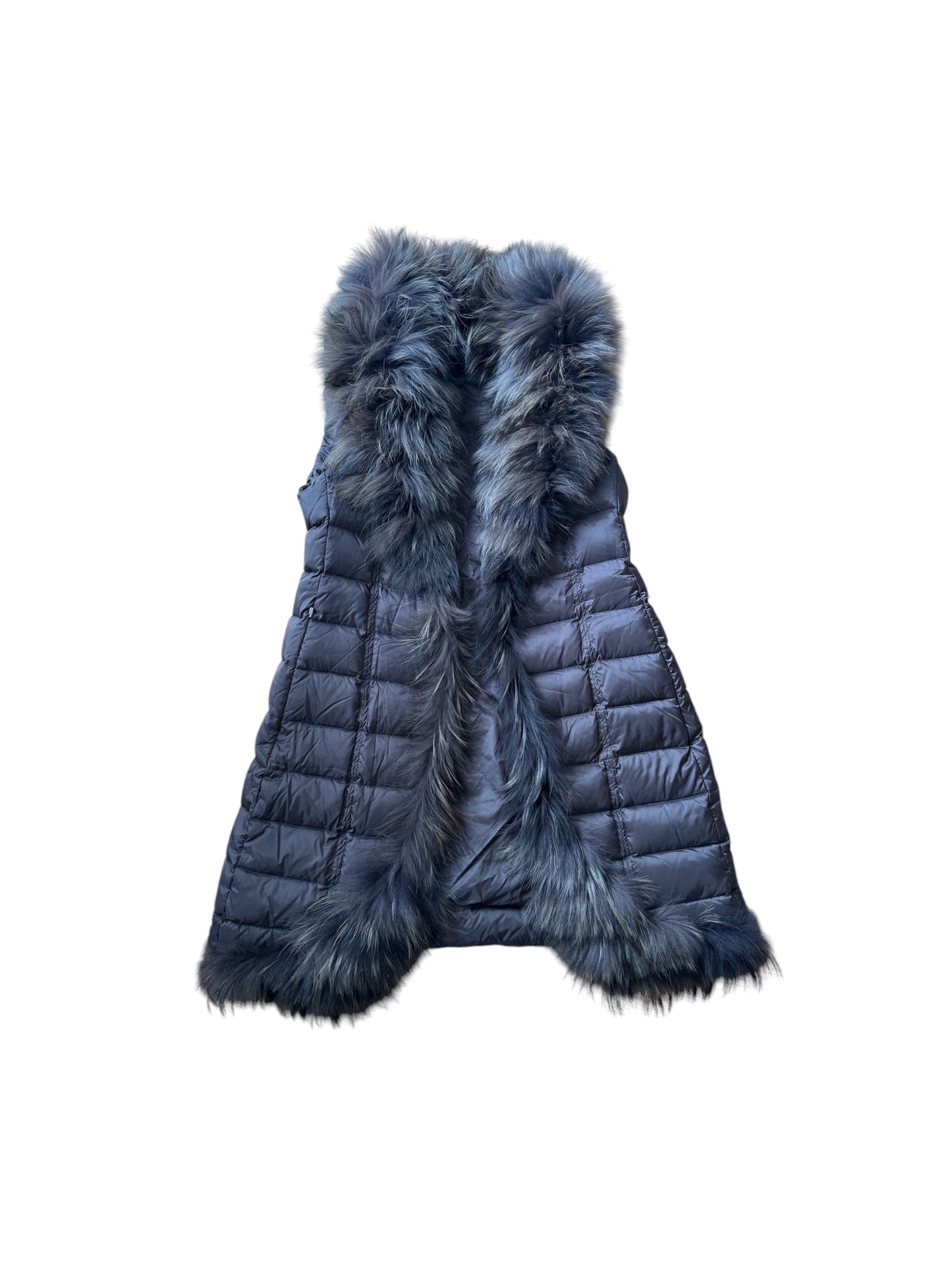 SEVENTY Venezia Brown Puffer Down Jacket Vest Fur Women's Size: 46
