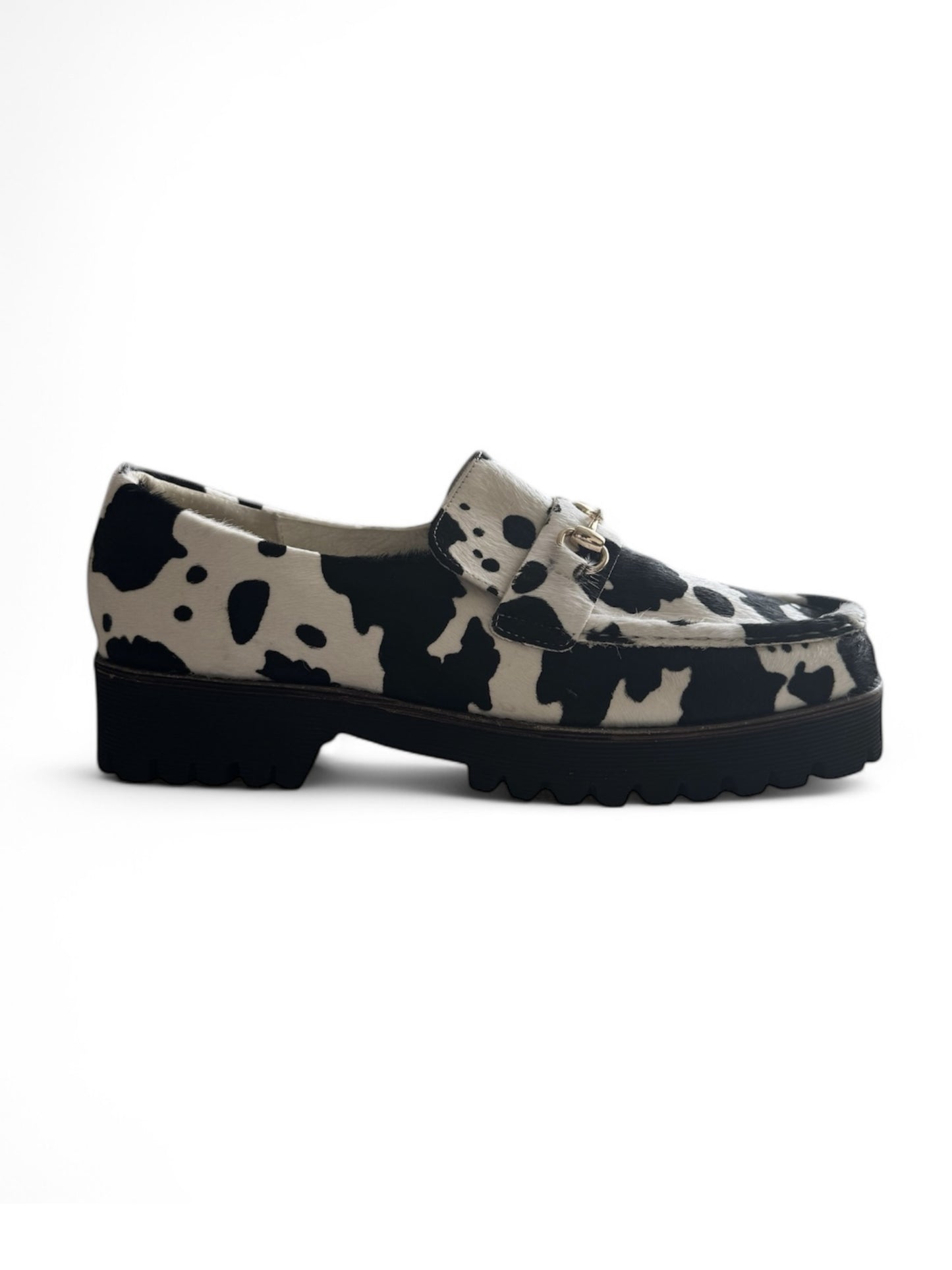 Intentionally Blank HK-2 Cow Print Loafers US 14