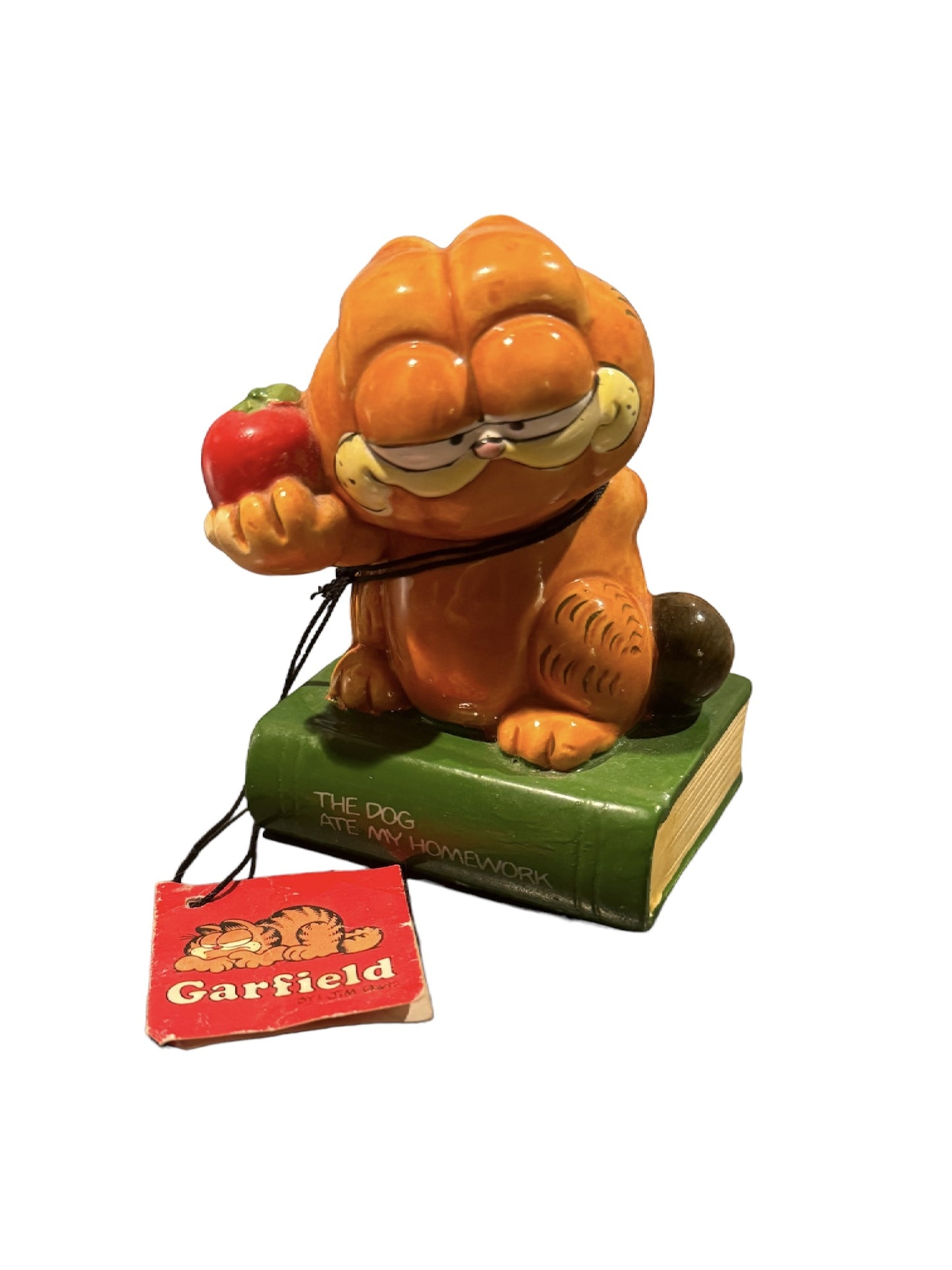 VTG 1981 Enesco Garfield Ceramic Figure “The Dog Ate My Homework” Figurine With Tag