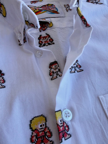 Naked & Famous Capcom Street Fighter Ken & Ryu Button-Down Shirt Size: M