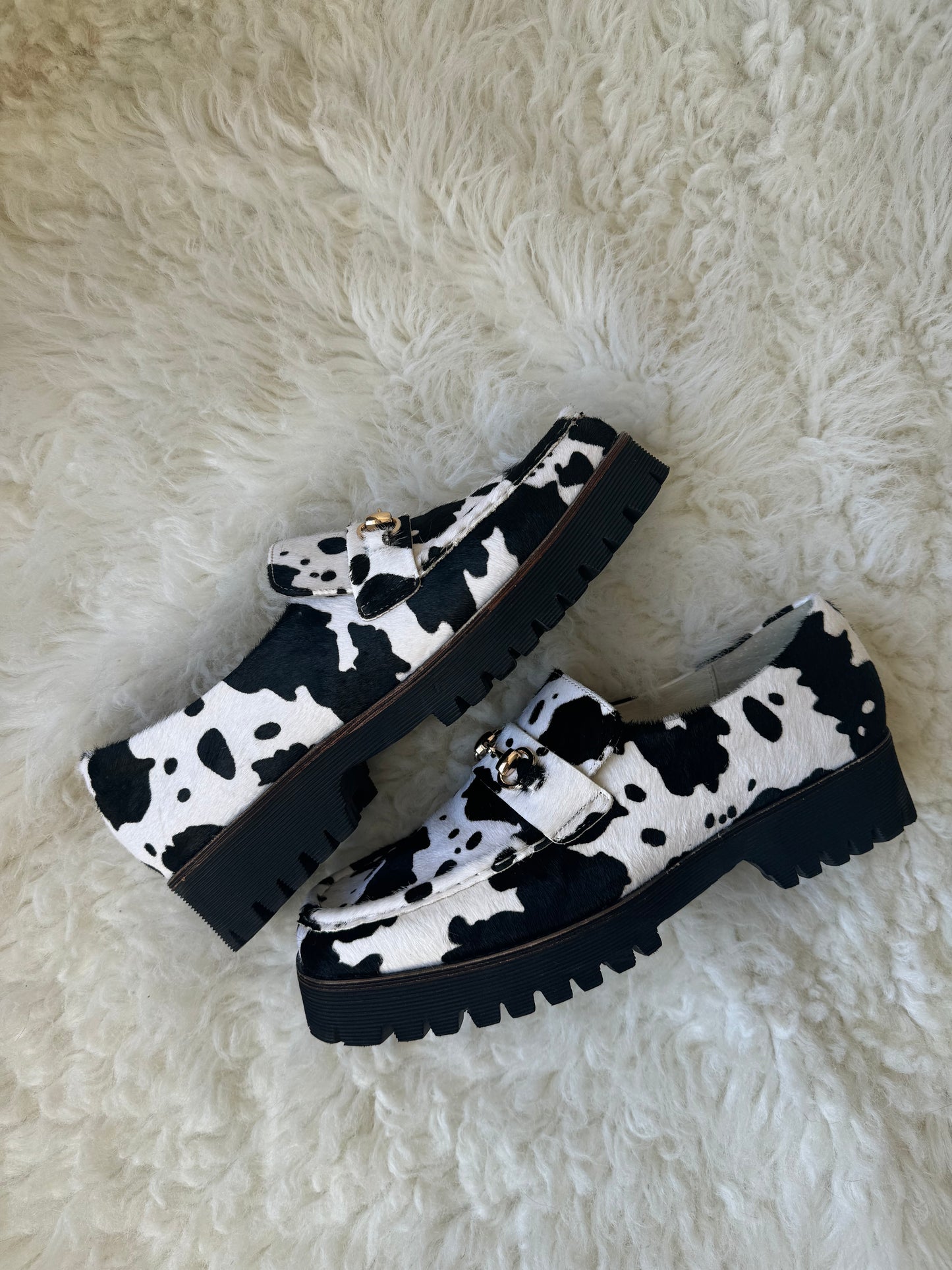 Intentionally Blank HK-2 Cow Print Loafers US 14