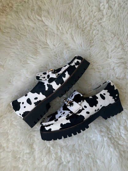 Intentionally Blank HK-2 Cow Print Loafers US 14