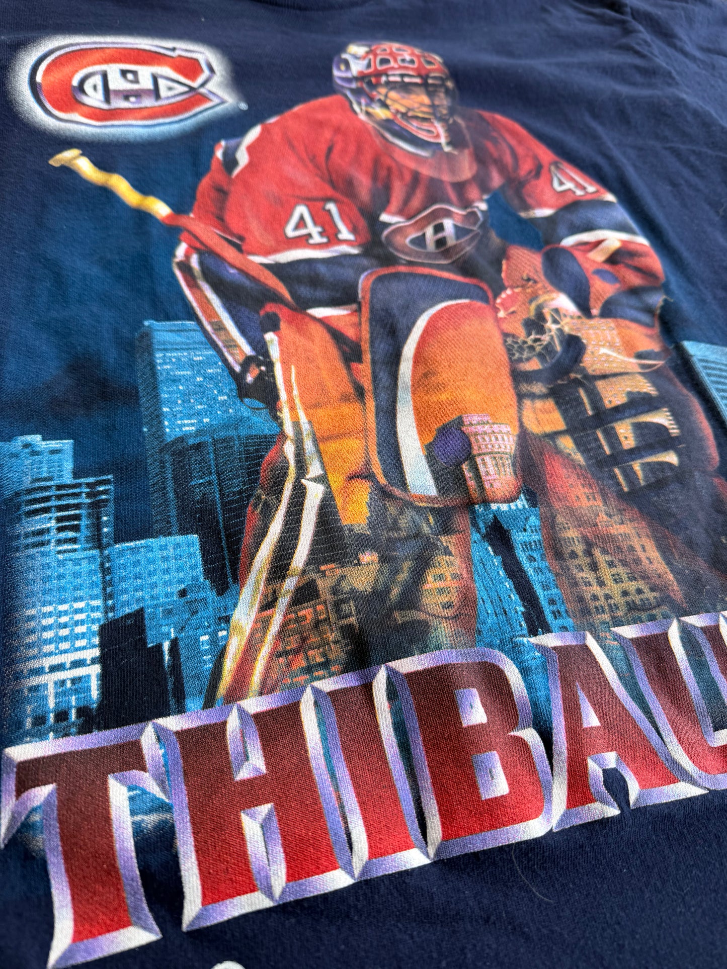 VTG 1996 Montreal Canadiens Jocelyn Thibault T-Shirt Size: L