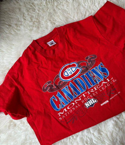 VTG Trench 1993 Montreal Canadiens NHL FOTL Single Stitch T-Shirt Size: XL