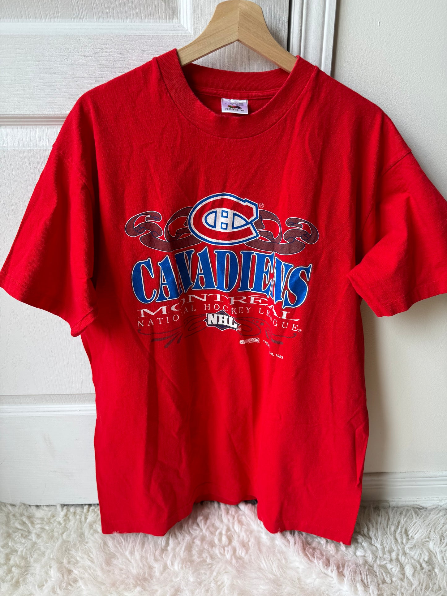 VTG Trench 1993 Montreal Canadiens NHL FOTL Single Stitch T-Shirt Size: XL