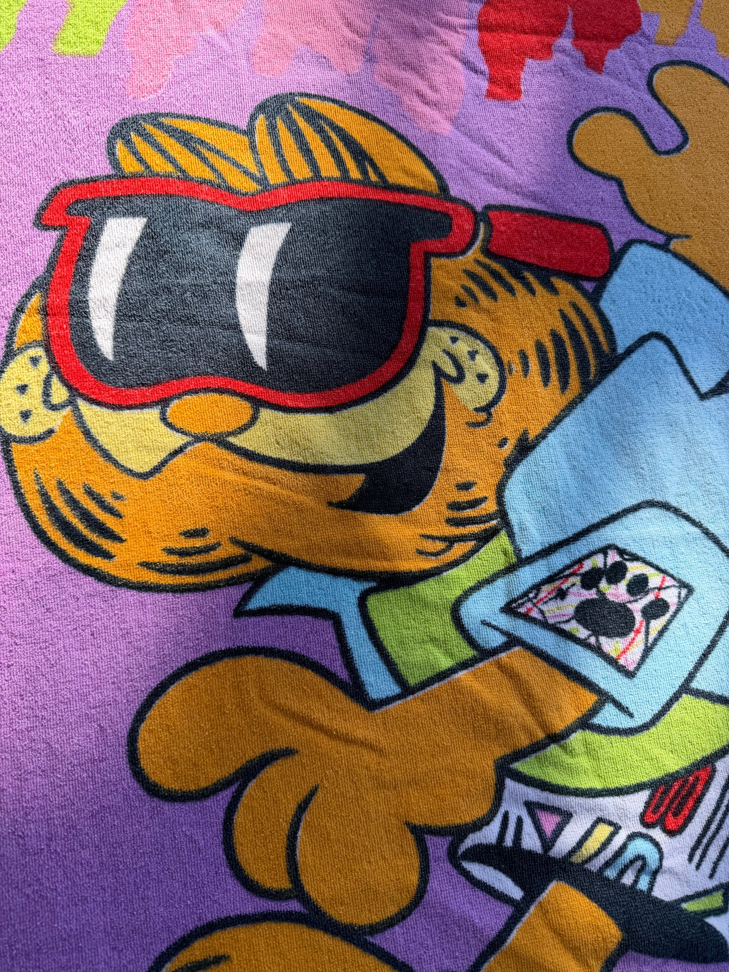 VTG 1978 Garfield Skateboard Neon Retro Skate Cat Beach Towel