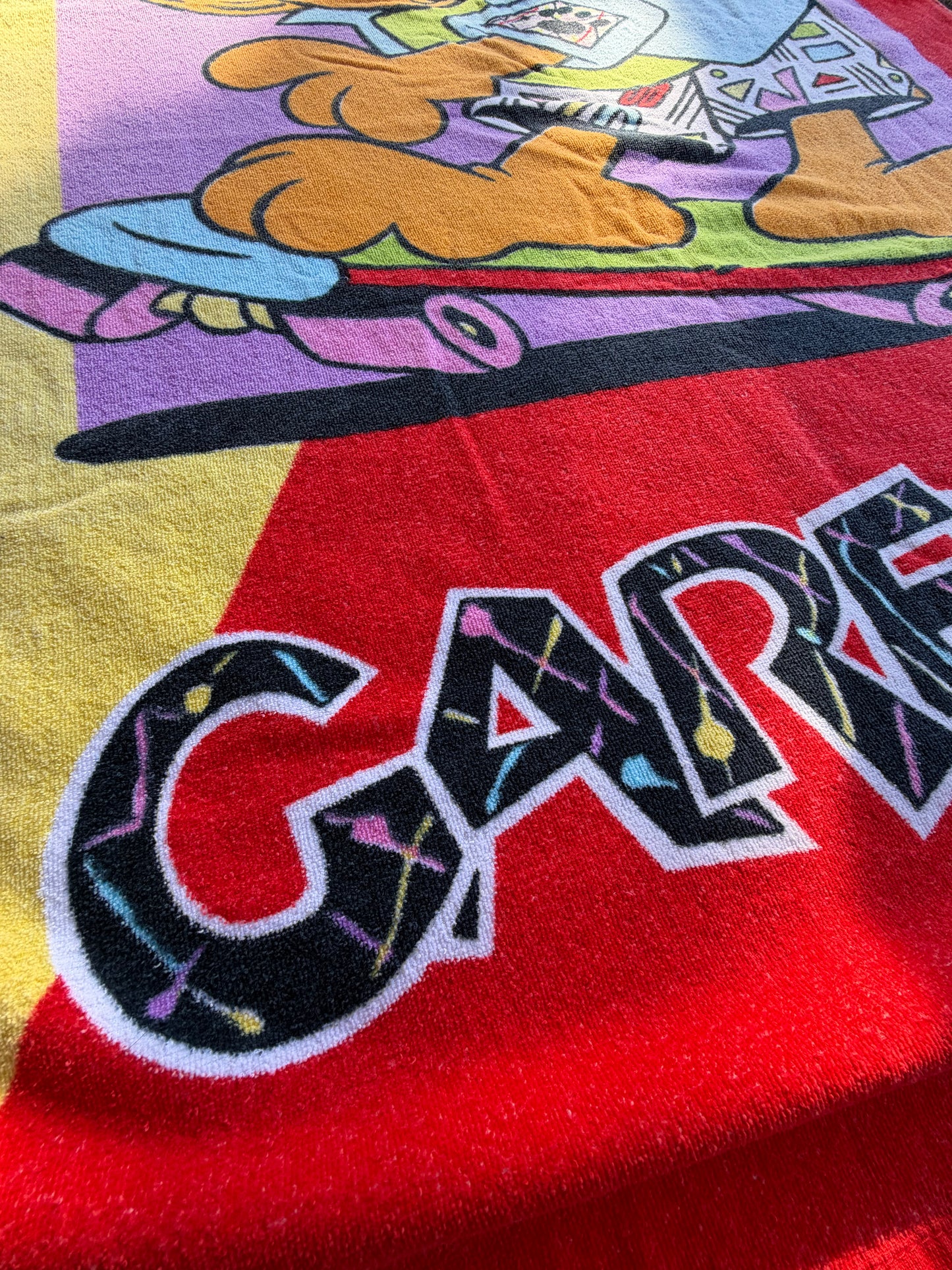 VTG 1978 Garfield Skateboard Neon Retro Skate Cat Beach Towel