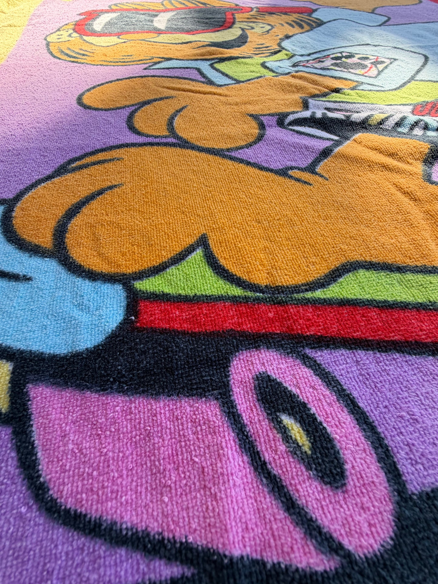 VTG 1978 Garfield Skateboard Neon Retro Skate Cat Beach Towel