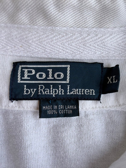 VTG Polo Ralph Lauren Rugby Shirt Long Sleeve White Yellow Striped Size: XL