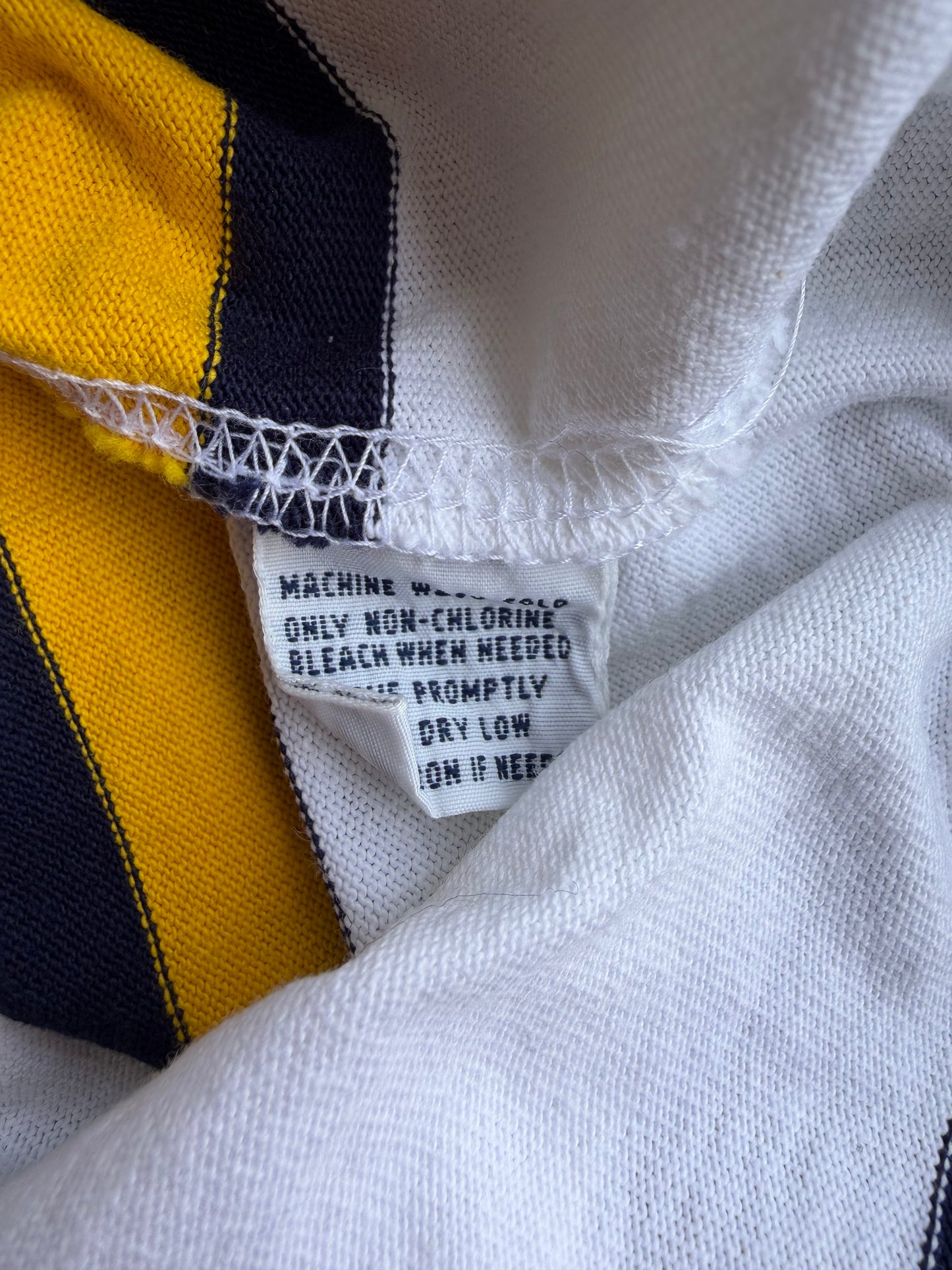 VTG Polo Ralph Lauren Rugby Shirt Long Sleeve White Yellow Striped Size: XL