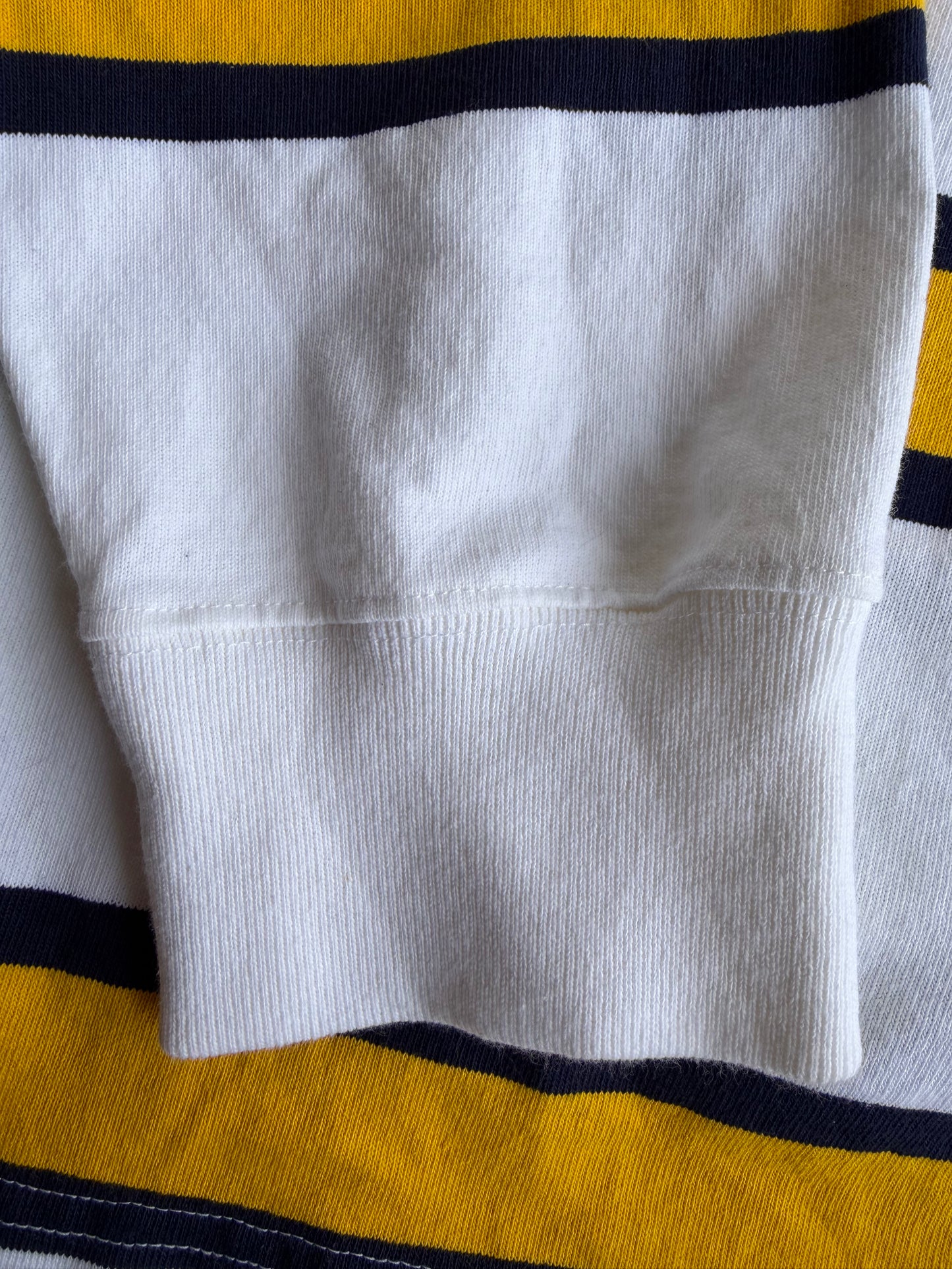 VTG Polo Ralph Lauren Rugby Shirt Long Sleeve White Yellow Striped Size: XL