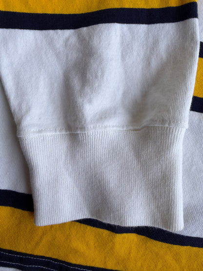 VTG Polo Ralph Lauren Rugby Shirt Long Sleeve White Yellow Striped Size: XL