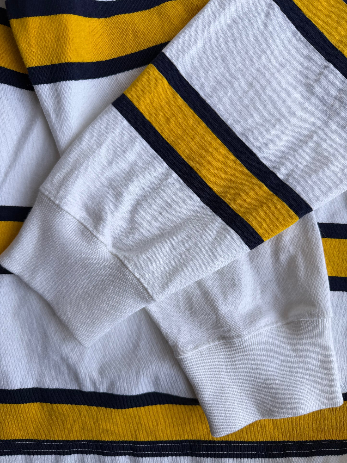 VTG Polo Ralph Lauren Rugby Shirt Long Sleeve White Yellow Striped Size: XL