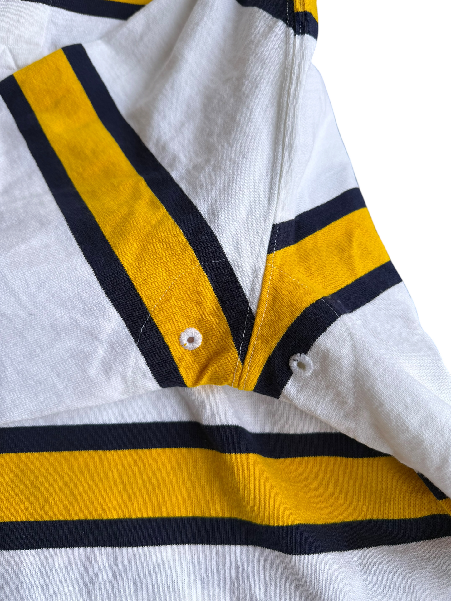 VTG Polo Ralph Lauren Rugby Shirt Long Sleeve White Yellow Striped Size: XL