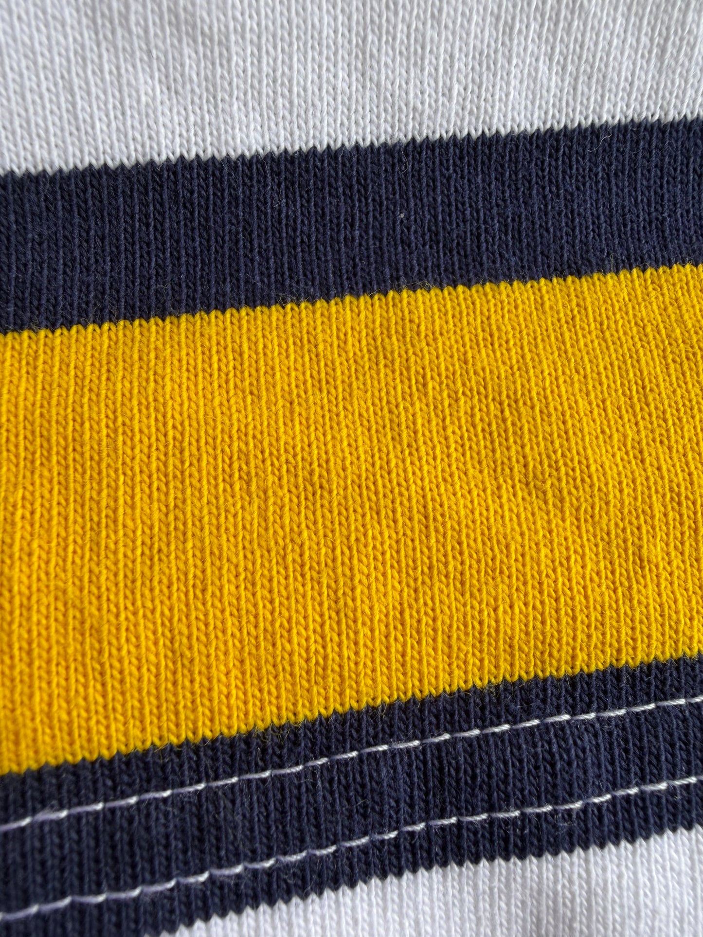 VTG Polo Ralph Lauren Rugby Shirt Long Sleeve White Yellow Striped Size: XL