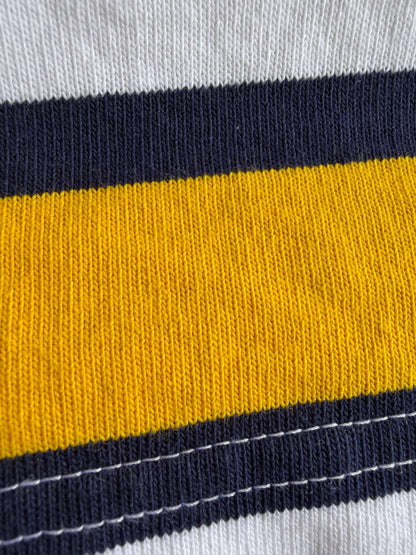 VTG Polo Ralph Lauren Rugby Shirt Long Sleeve White Yellow Striped Size: XL