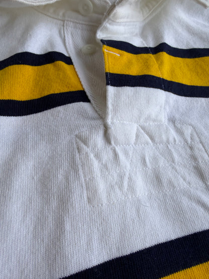 VTG Polo Ralph Lauren Rugby Shirt Long Sleeve White Yellow Striped Size: XL